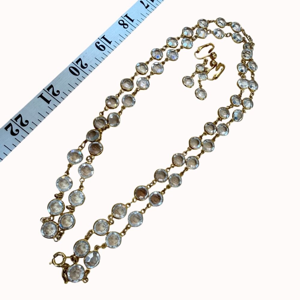 Long Crystal Gold-Tone Necklace & Clip-On Earrings Set Premier‎ Designs